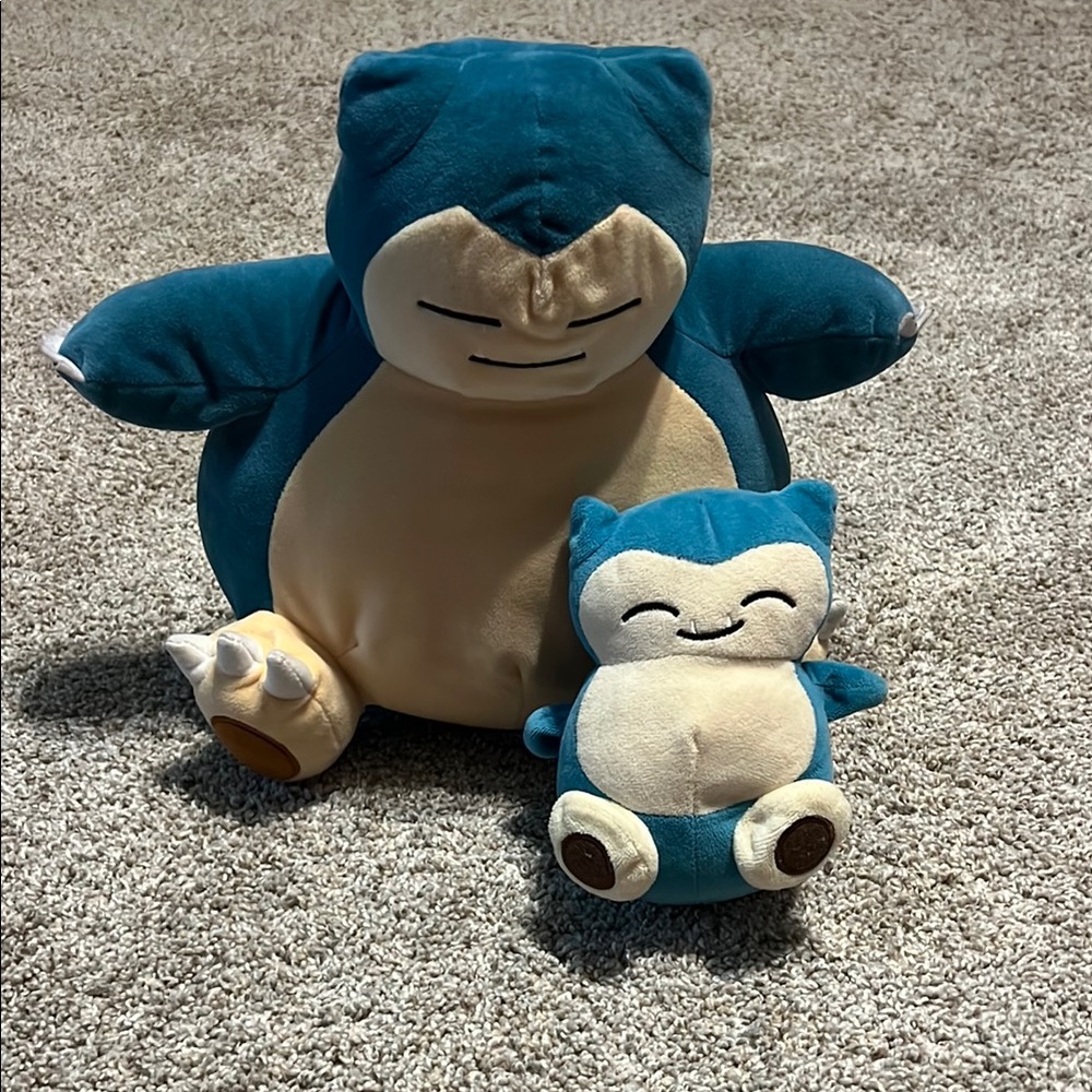 Set of two Pokemon Snorlax Blue and Cream Plush Toy Set